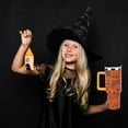 thumbnail image 5 of Gobelet d'Halloween de 40 Oz avec Poignée, Couvercle, Paille, Double Isolation, Citrouille Orange, 5 of 5