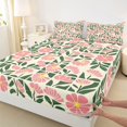 thumbnail image 4 of jejeloiu Sweet Floral Bed Sheets For Girls,Delicate Print Full Size Sheets,Pink Orange Green,4 Pieces,1 Flat Sheet, 1 Fitted Sheet and 2 Pillowcases, 4 of 6