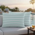 thumbnail image 4 of Boho Turquoise Stripe Outdoor Waterproof Pillow Covers, Abstract Geometric White Minimalist Decorative Rectangle Throw Pillowcase Sofa Cushion Sham for Patio/Couch/Chair, 20"x12" 2 Pack, 4 of 8