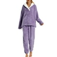 thumbnail image 2 of UVN Winter Pajamas for Women Fuzzy Loungewear Sets Ladies Fleece Long Sleeve Tops and Long Pants 2 Piece Sleepwear, 2 of 8