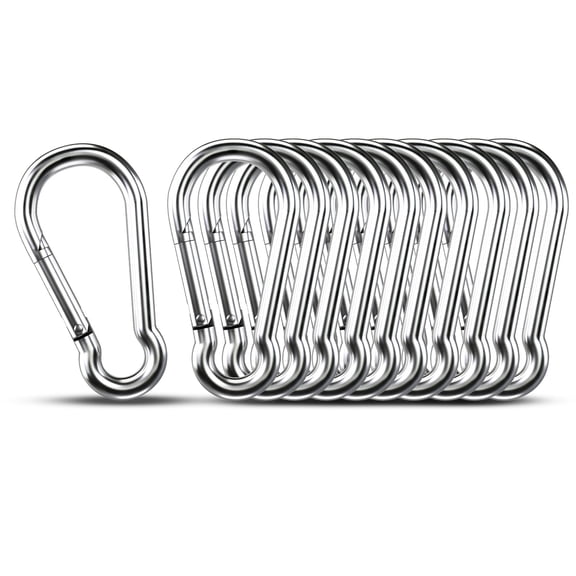 Small Carabiner Clip Hooks,10pcs 1.57 inch Carabiners Heavy Duty,304 Stainless Steel Spring Snap Hook Fits Camping Hiking,Metal Clips for Rope Chain Keychain Keys Rings