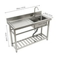 thumbnail image 2 of 47" Commercial Kitchen Sink Prep Table w/ Faucet Stainless Steel 1 Compartment 330.69lbs Capacity 120*50*80cm for Kitchen, Bar, Restaurant, 2 of 21