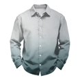 thumbnail image 4 of Button Up Shirt Men Big and Tall Lapel Collar Long Sleeve Shirts Gradient Print Regular Fit Beach Vacation Casual Tops, 4 of 5