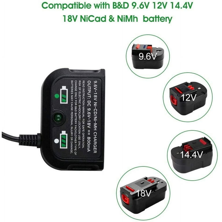  NiCad Slide Pack Battery Charger for Black & Decker 90592360-01  9.6v 12v 14.4v 18v : Tools & Home Improvement