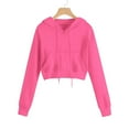 thumbnail image 4 of HXWCHs Affordable girls' sweatshirts Girls Solid Pullover Hooded Sweatshirt Long Sleeve Drawstring Pocket Athletic Casual Wear for Everyday Comfort Hot Pink 11-12 Years, 4 of 4