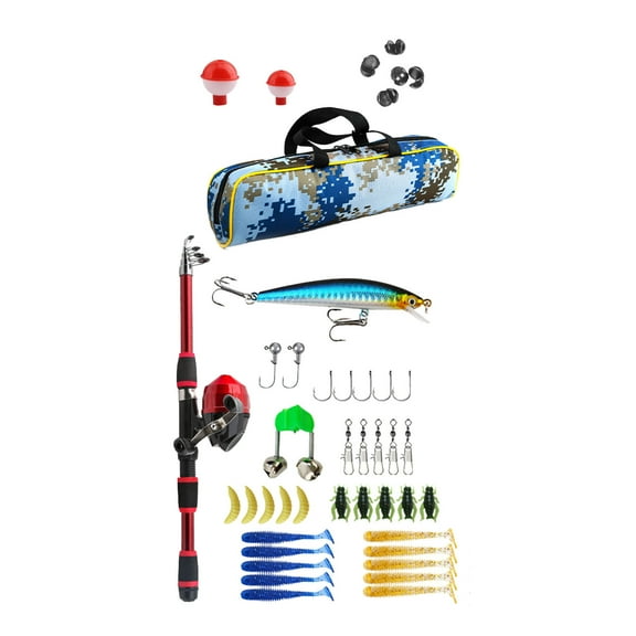 Junior Angler Complete Fishing Kit with Telescopic Rod Reel Combo and Carry Bag for Outdoor Youth Adventures
