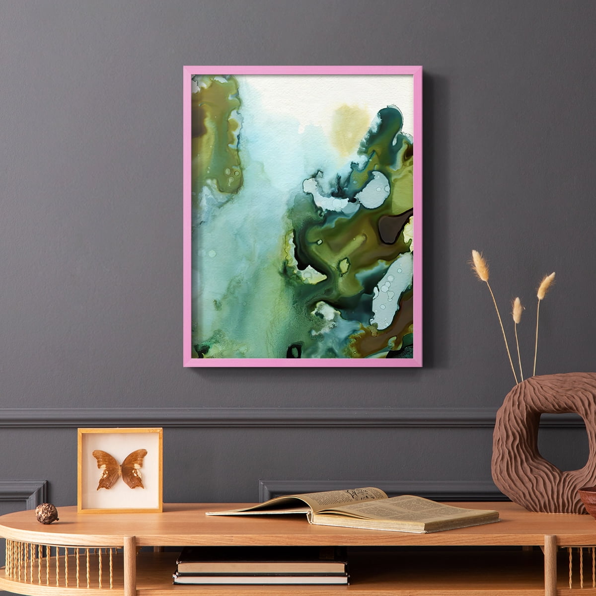 Water and Earth I Framed Print in Pink Solid Wood 11 x 14 Framed Print