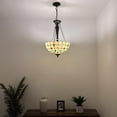 thumbnail image 3 of Tiffany Pendant Lights Ceiling Light Glod Stained Glass Crystal Beans LED Bulbs Included for Dining Room Living Room 16"W*16"D*60"H, 3 of 7