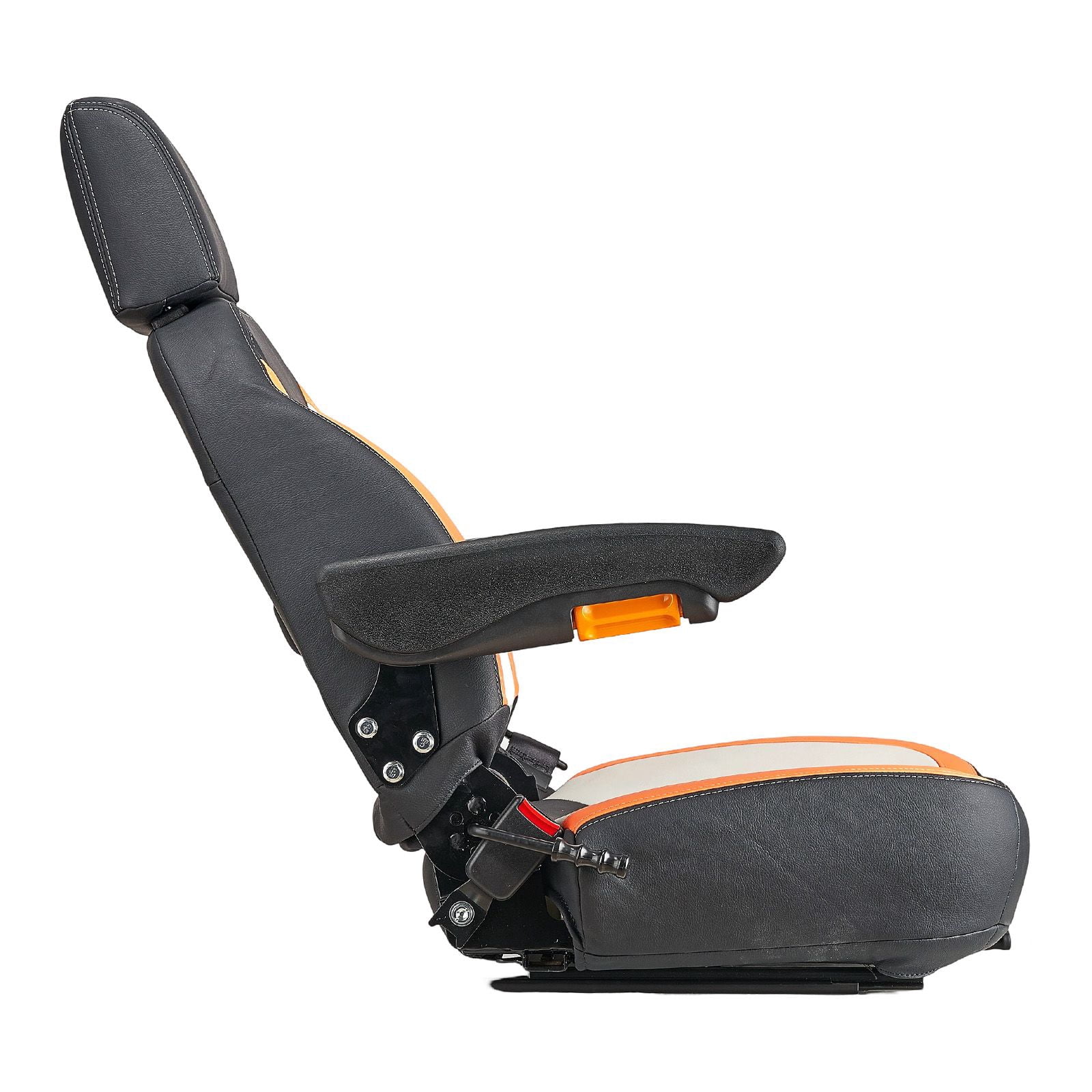 Universal Forklift Seat, Tractor Seat with Adjustable Back, Armrest, Headrest & Safety Belt, Secure Tractor Seat with Micro Switch, Ergonomic Lawnmower Seat for Skid Loader Bulldozer