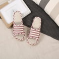 thumbnail image 4 of Summer House Slippers, Breathable Unisex Linen Fabric Slides with Soft Sole, Lightweight for Indoor, Patio, Guest Use, and Eco-Conscious Living Red 39, 4 of 5