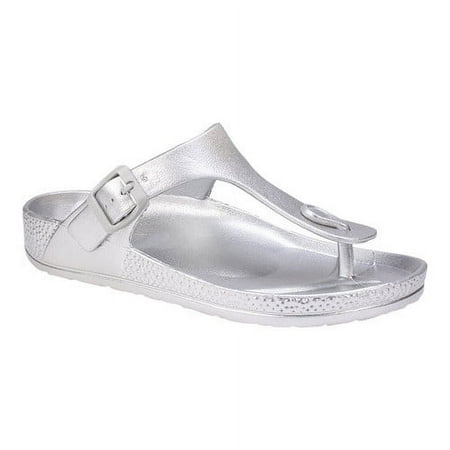 Seven Dials by White Mountain Women'sCadella Thong Silver Size 7 M -