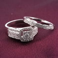 thumbnail image 2 of Sparkle Jewels Round Cut Cubic Zirconia Engagement Wedding Bridal Ring Set 14K White Gold Finish, 2 of 6
