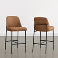 thumbnail image 4 of ReNest 27" Counter Height Bar Stools Set of 2 for Kitchen Island, Faux Leather Upholstery, Saddle Brown, 4 of 8