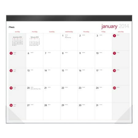 Mead Dated Large Basic 12-Month Desk Pad, White
