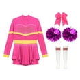thumbnail image 3 of LiiYii Kids Girls Cheer Leader Dance Outfit Cheerleading Skirt Set Stage Party Performance Dress Up Hot Pink A 16, 3 of 5