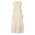 thumbnail image 5 of THDHVS Plus Size Dresses for Curvy Women,Women's Casual Dresses,Womens Boho Summer V Neck Sleeveless Floral Flowy Casual Long Dress Beige L, 5 of 6
