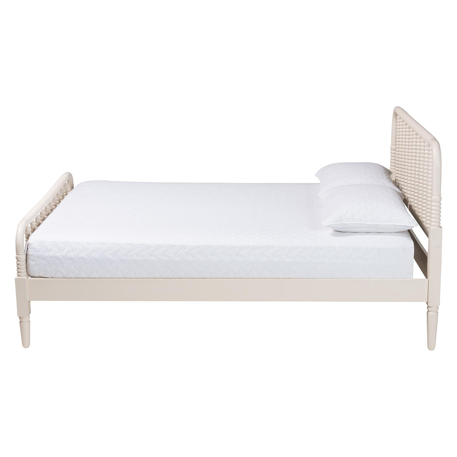 Baxton Studio Braith Farmhouse Ivory Spindle Wood Queen Size Platform Bed