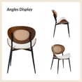 thumbnail image 5 of Rattan Dining Chairs Set of 4 Faux Leather Side Chair Mid-Century Metal Legs Home Kitchen Restaurant Beige, 5 of 7