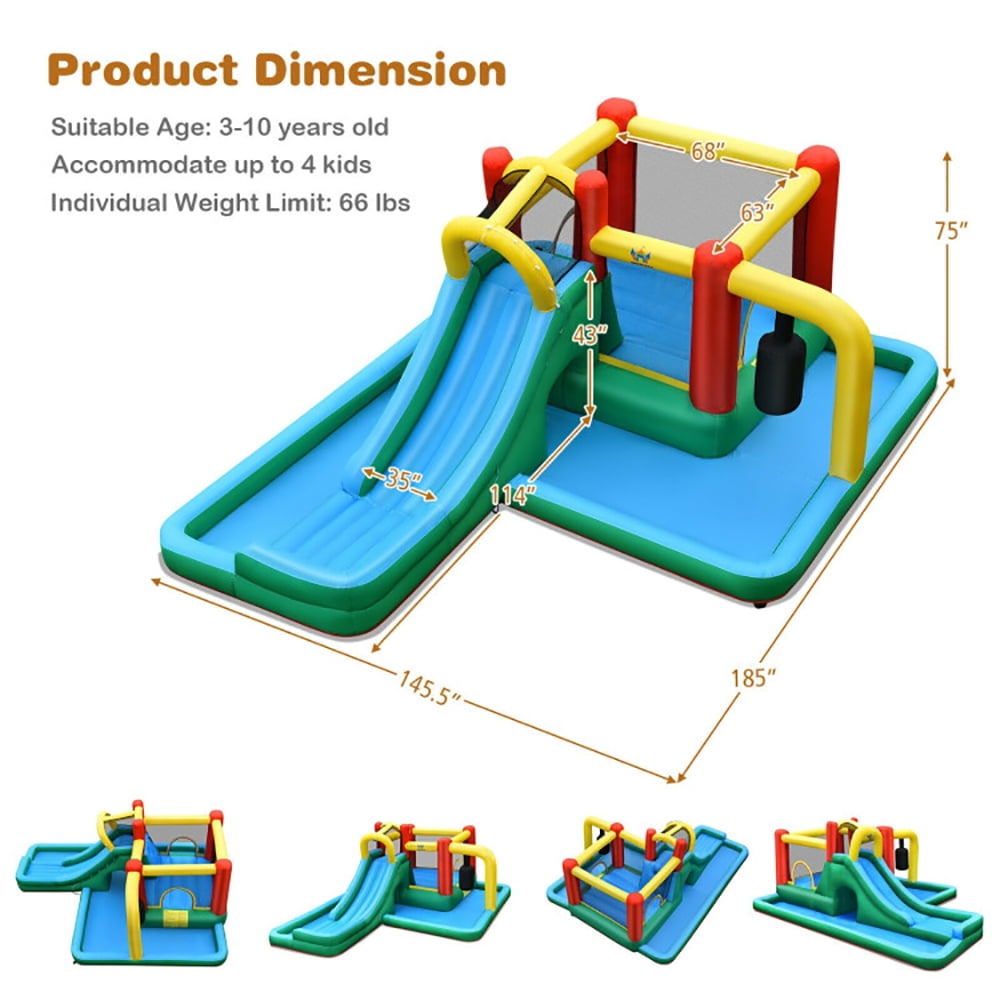 Aimee Lii Slide Water Park Climbing Bouncer Pendulum Chunnel Game without Air-Blower, Kids Bounce House