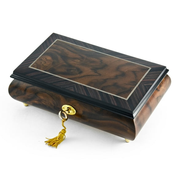 Modern 2 Toned Classic Style Burl Elm Matte with Rosewood Border Music Box - From This Moment (Shania Twain)