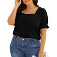 thumbnail image 4 of UVN Square Neck Tops for Women Summer Puff Short Sleeve Shirts Dressy Casual Tunic Blouses, 4 of 9