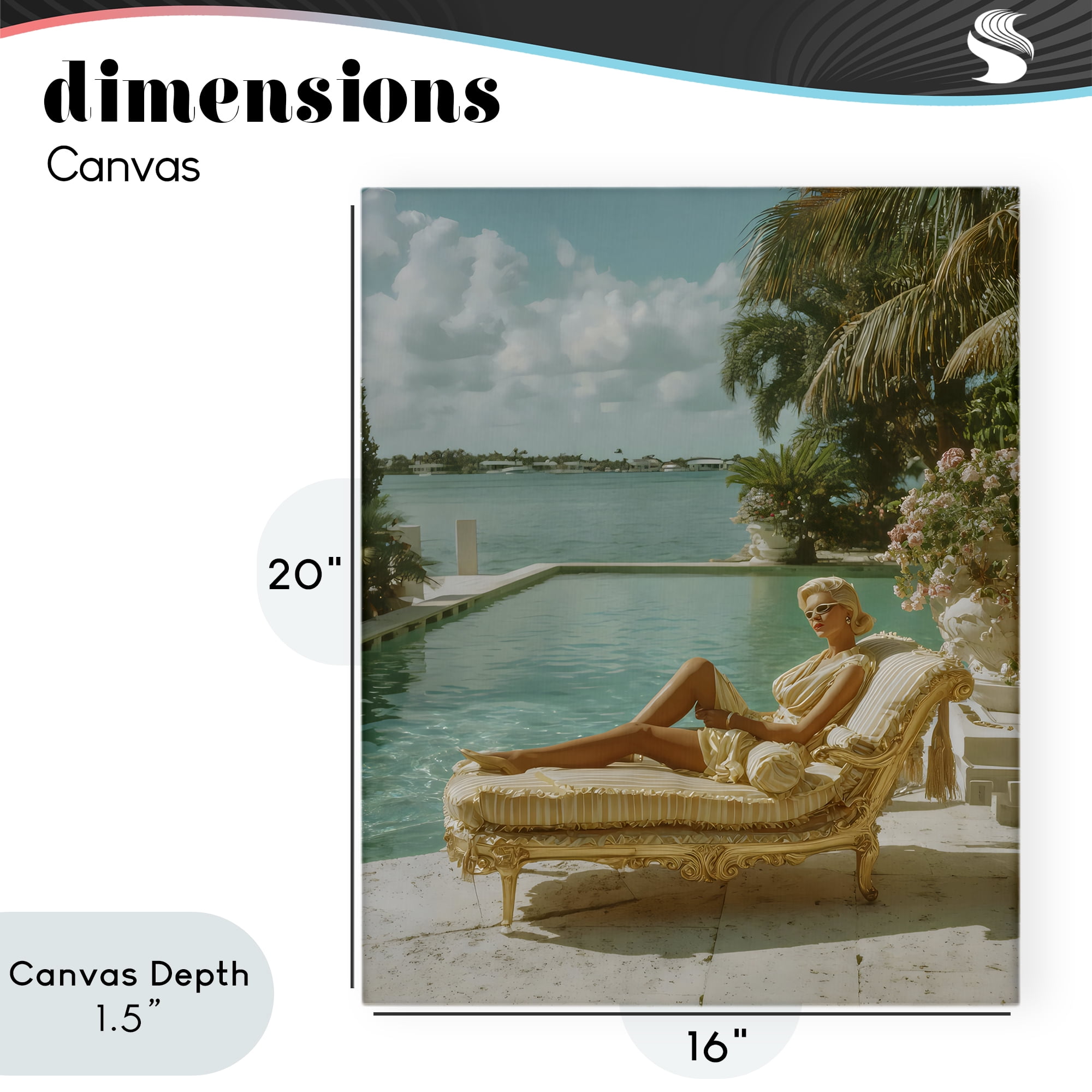 Stupell Industries Vintage Poolside Woman Canvas Wall Art, design by Franklyn Gregory