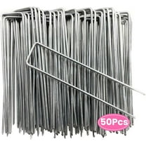 Landscape Staples 6 Inch 50 Pack Garden Stakes Galvanized Lawn Stake U-Type Turf Staples for Weed Barrier Fabric Holding Fence Rust Proof Sod Pins Stakes for Securing Netting Ground Sheets