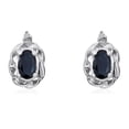 thumbnail image 2 of 14k White Gold Sapphire Scroll Diamond Earrings, 2 of 2