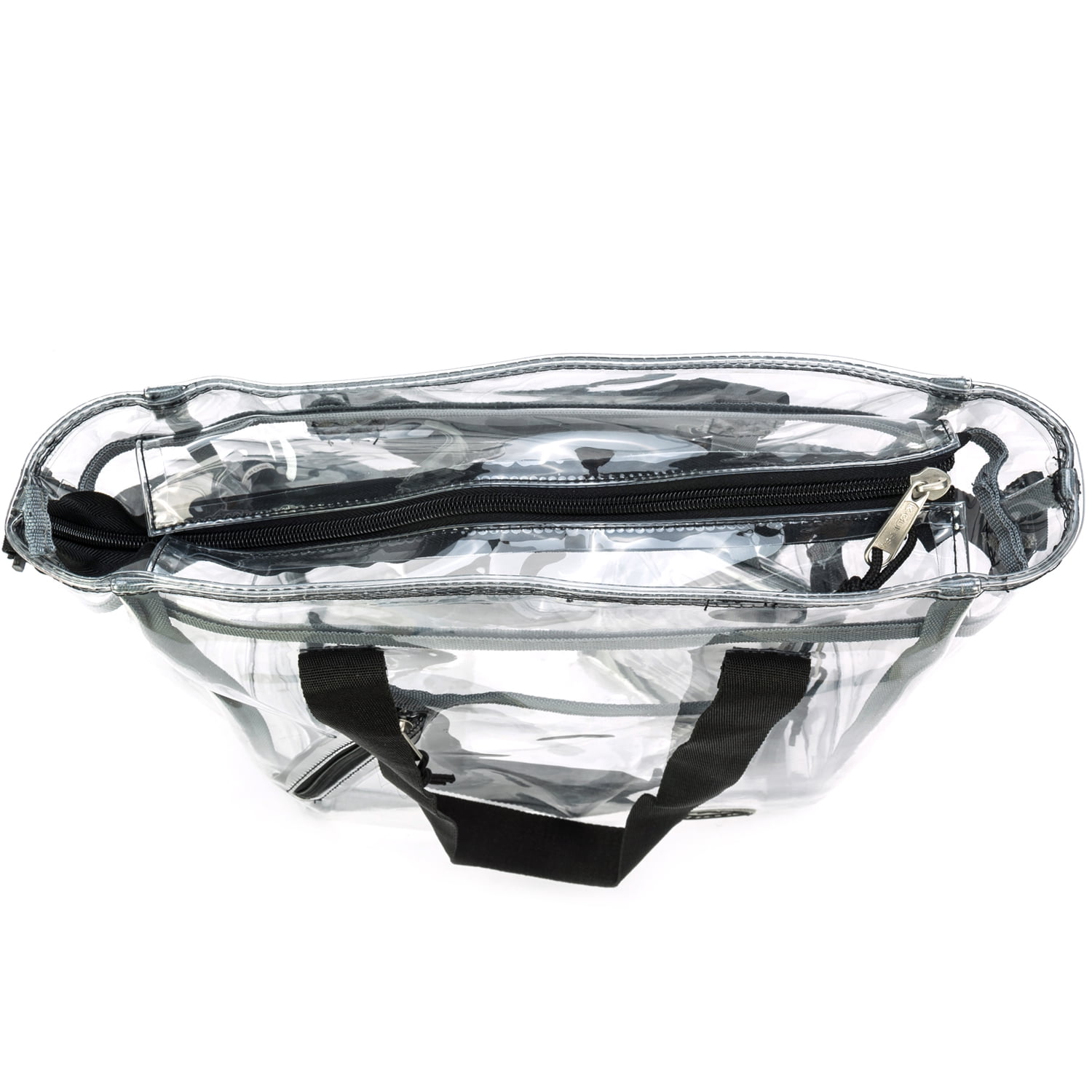 K-Cliffs Unisex Heavy Duty Clear Tote Bag Durable 0.5mm Vinyl Bag, Black,15.5"x12.5"x5"