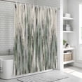 thumbnail image 5 of Polyester Fabric Sage Green Vintage Shower Curtain, Stripes Painting Retro Abstract Art Waterproof Bathtub Curtain Bathroom Decor Set with Hooks 36 x 72 Inches, 5 of 6