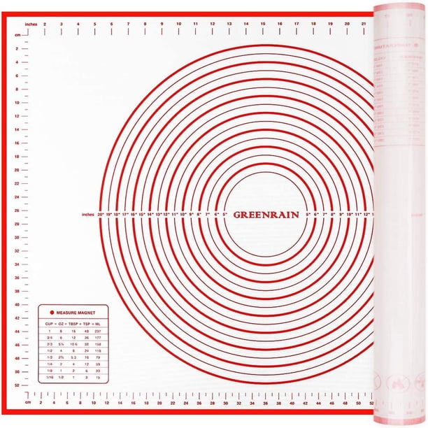 Tapete de silicona extragrande para repostería, antiadherente, para hornear, con medidas, para fondant, para encimera, para amasar, para horno y para masa de tarta (XXL - 61 cm (ancho) x 81 cm