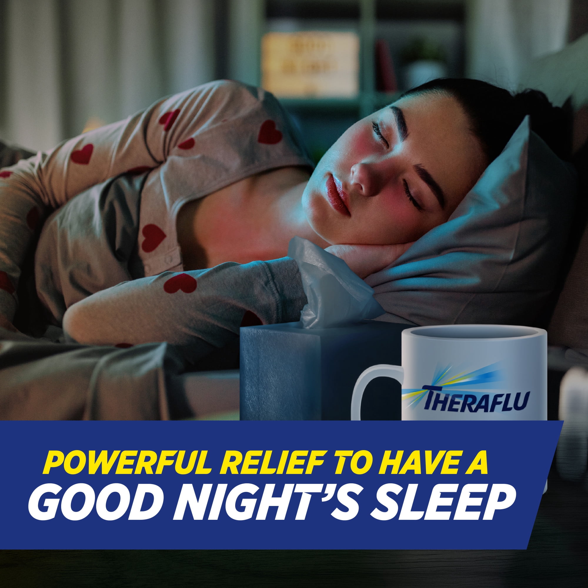 (3 pack) Theraflu Severe Cough Cold and Flu Nighttime Relief Medicine Powder, White Tea and Honey Lemon, 6 Count