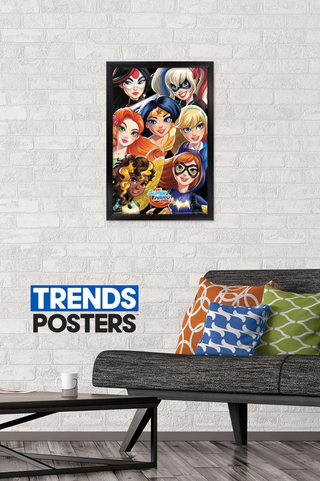 DC Comics TV - DC Superhero Girls - Group Wall Poster, 14.725" x 22.375", Framed