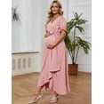 thumbnail image 3 of Furvclv Women's Short Sleeve Maternity Dress Summer Floral V-Neck Ruffle Maxi Dress, 3 of 9