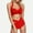 A_Red, variant on MGDXOX Two Piece Swimsuit for Women High Waisted Tummy Control Bikini Set Tie Back Halter Push Up Ruched Bathing Suits Army Green L