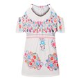 thumbnail image 4 of Mujeres moda verano casual o-cuello estampado manga corta Hoollow Out Tops Fridja  czfsfas1269, 4 of 6