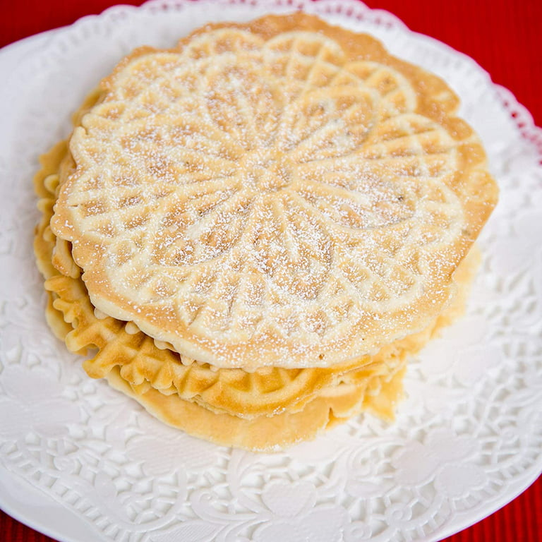 SugarWhisk Mini Pizzelle Maker Machine with a 3'' Cutter, Mini Stroopwafel  Iron, Bake 2 x 4'' Pizzelles or 3'' Stroopwafels, Excellent for Holiday