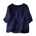 thumbnail image 4 of Lpmadey Floral Embroidered Tops for Women 3/4 Sleeve Boho Vacation Dressy Casual Shirts V Neck Tunic Tshirt, 4 of 7