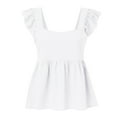 thumbnail image 7 of Women Summer Tops Women Pleated Top Shirt Spaghetti Strap Camisole Fit Casual Sleeveless Summer Tank Tops Fashion Shirt Business Casual Fashion Crop Neck Bras Small Crop Thick Bohemian for White M, 7 of 7