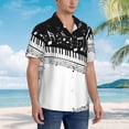 thumbnail image 4 of Piano Keys with Musical Notes Mens Hawaiian Shirt Short Sleeve Casual Button Up Tropical Summer Beach Shirt, 4 of 9