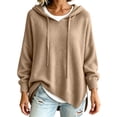 thumbnail image 5 of Edvintorg Women's Sweaters Lightweight Long Sleeve Hooded Pullover Top Fall Loose Knit Sweater Clothes for Women Khaki XL, 5 of 9