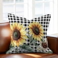thumbnail image 2 of Vintage Floral Throw Pillow Cover Sunflowers Black Buffalo Plaid Farmhouse Cotton Linen Cushion Cover Throw Pillow Case with Invisible Zipper for Couch Sofa Bed Chair Car 24x24 Inch, 2 of 14