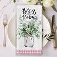 thumbnail image 5 of Home Sweet Home Spring Summer Kitchen Dish Towels Set of 2, Eucalyptus Leaves Mason Jar Hand Towels Drying Baking Cooking Cloth, Pink Plaid Farmhouse Bless Our Home Kitchen Decor 18x26 Inch, 5 of 6