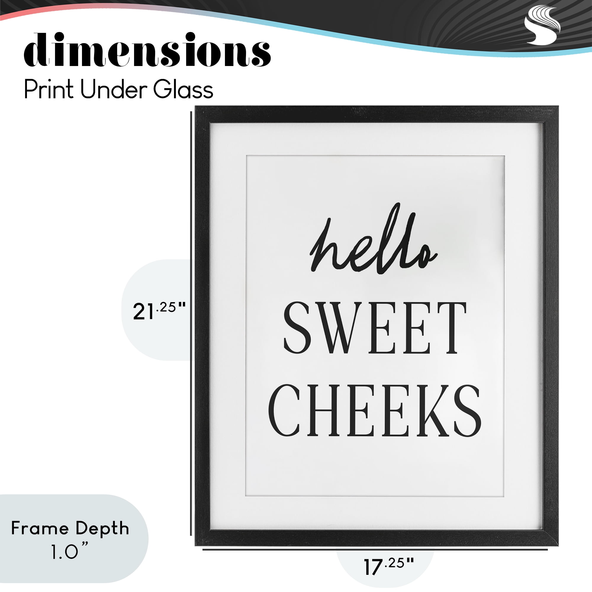 Stupell Industries Sweet Cheeks Bathroom Humor Black Framed Print Under Glass, design by Lettered and Lined