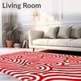 thumbnail image 2 of ODIKA 8'x10' Machine Washable Non-Slip Area Rug, Cane Swirl Welcome Peppermint Stripe Holiday Doormat High Traffic Rug with Pad, Red, 747100, 2 of 8