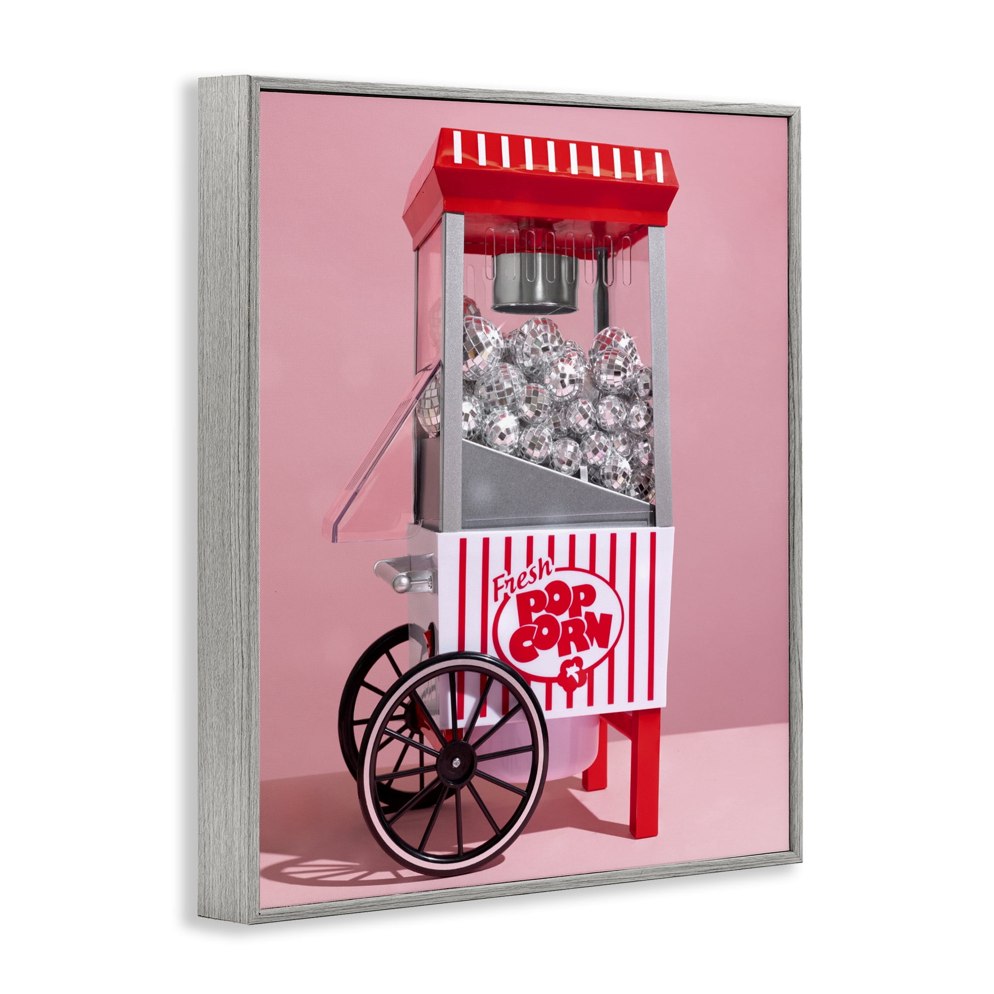 Stupell Industries Movie Popcorn with Disco Balls Gray Framed Giclee Art, design by LISH Creative