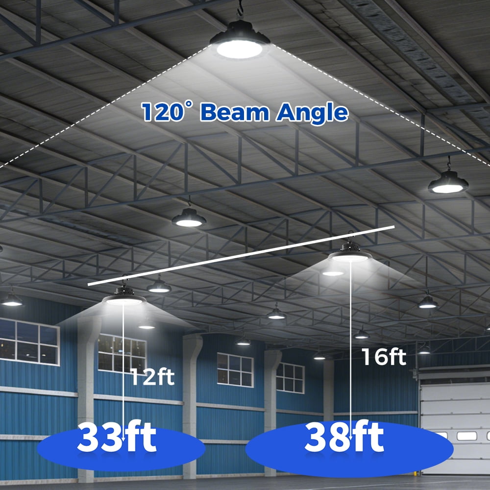 6-Pack 180W LED UFO High Bay Light, 32400 Lumens 6000K IP65 Plug & Play for Industrial & Garage Lighting