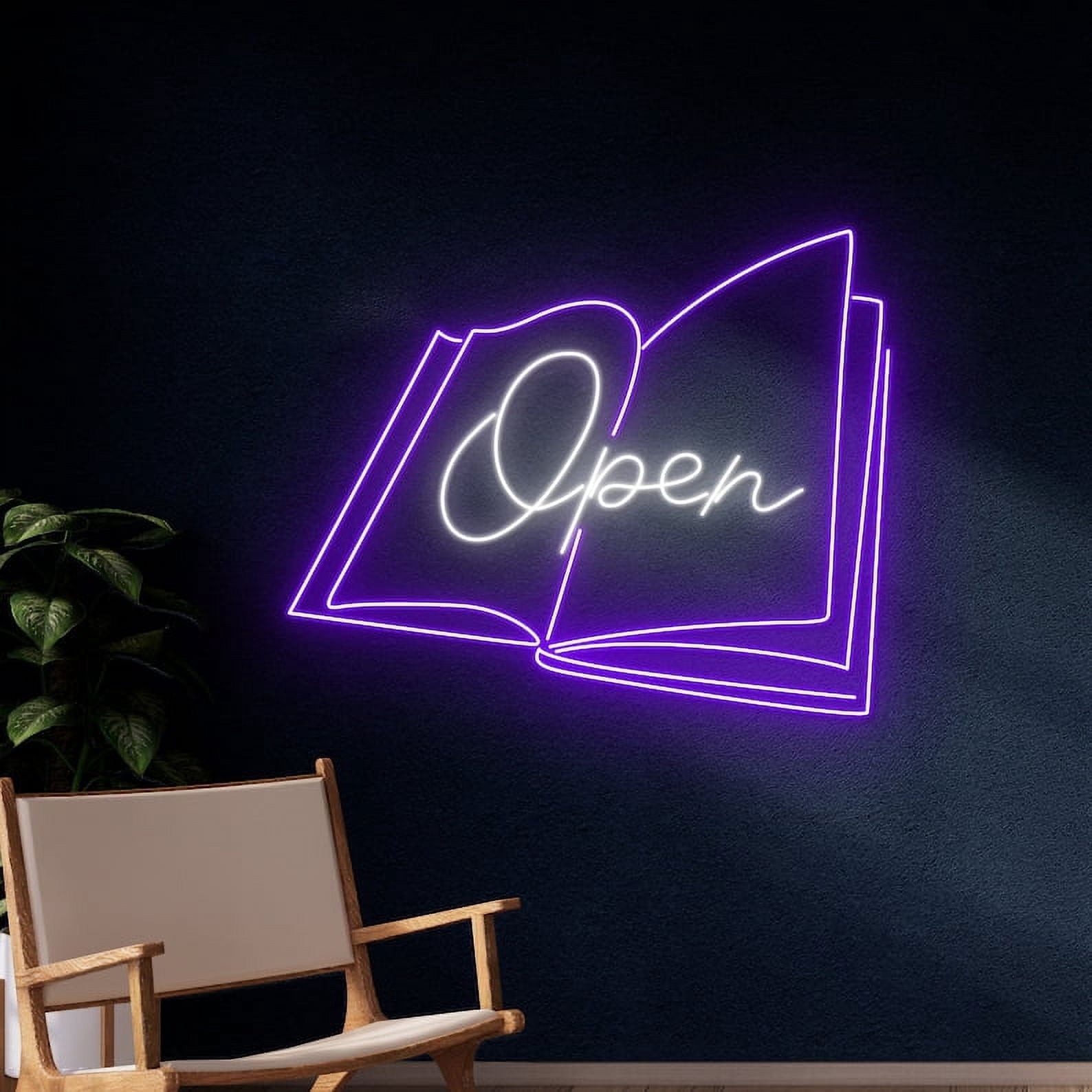 Handmadetneonsign Open Book Neon Sign, Book Open Shop Neon Light, Bookworm LED Light, Bookish Led Sign, Wall Décor