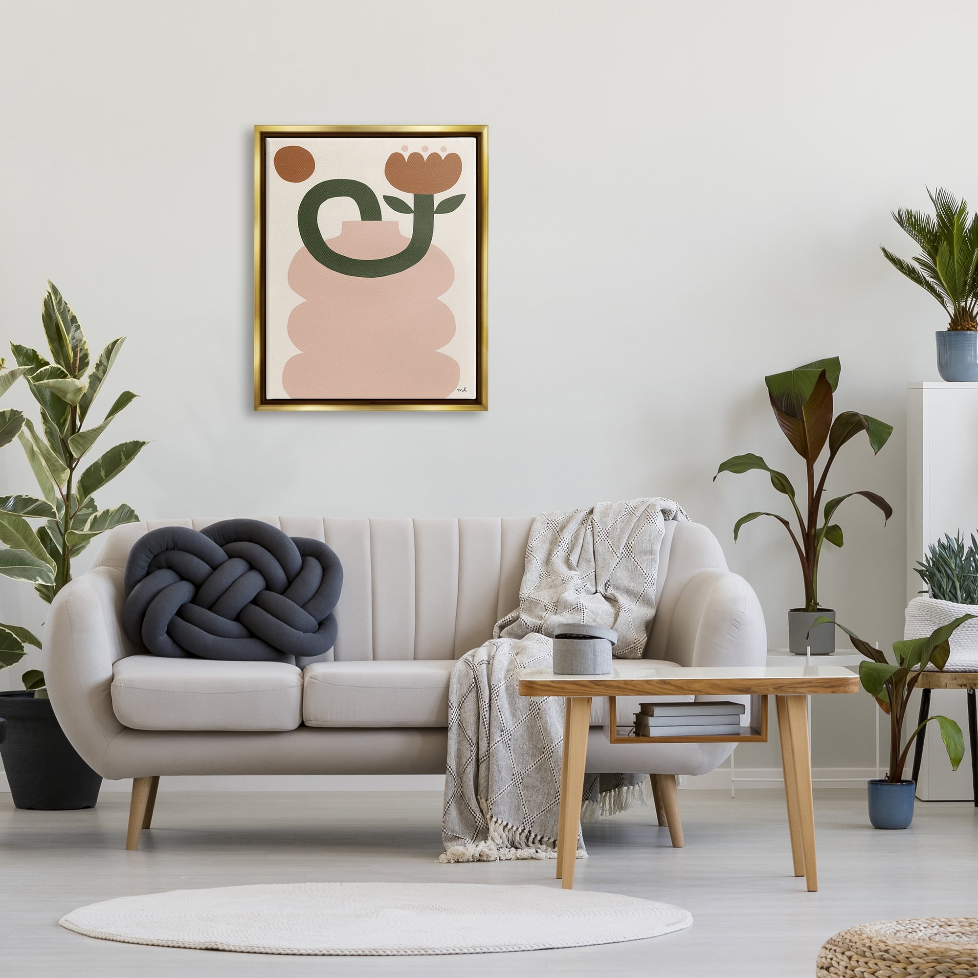 Stupell Industries Abstract Boho Tulip Abstract Painting Gold Floater Framed Canvas Art Print Wall Art, 25 x 31