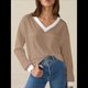 thumbnail image 4 of Blusas de Larga para Mujer, Blusas de Otoño, Camisetas Informales de Cuello en V Suaves y de Gran Tamaño, Ropa de Moda, Conjuntos Color Caramelo XL, 4 of 6